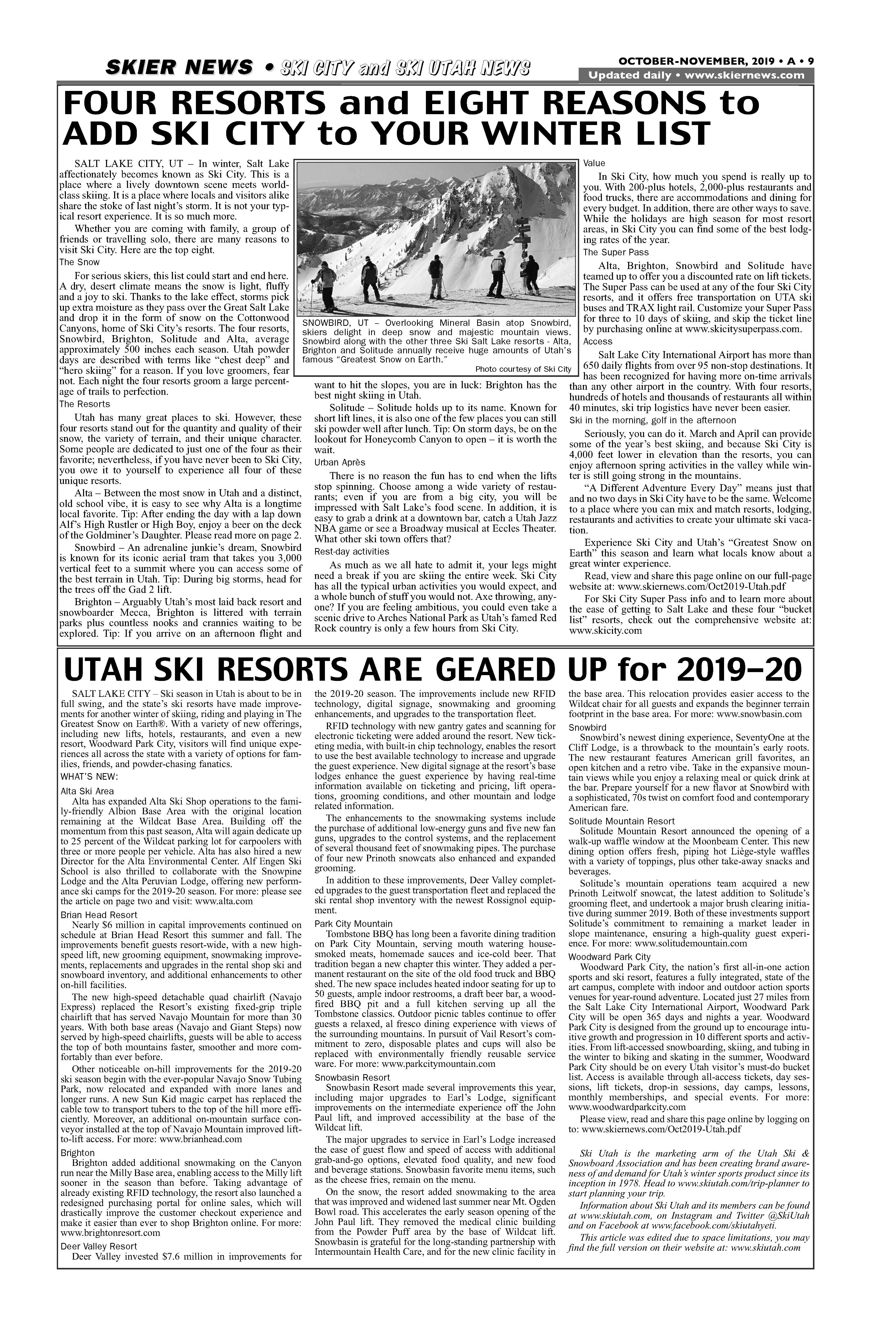 Ski City & Utah News